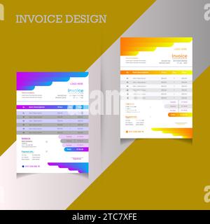 Professional Business Invoice form template. money bills or pricelist and payment agreement design templates. Stock Vector