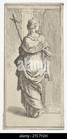 Girl carrying a crucifix and stepping toward a pilaster, seen from behind 1986 by Guido Reni Stock Photo