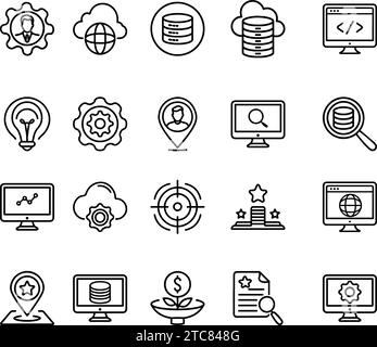 Startup, develoment, ideas line icons vector set. Vector illustration Stock Vector