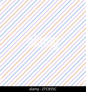Thin diagonal stripes pattern. Seamless background of lilac, orange and blue Stock Vector