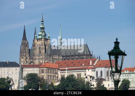 Prague, Czech Republic, September 24 : View from Charles Bridge towards the St Vitus Cathedral in Prague on September 24, 2014 Stock Photo