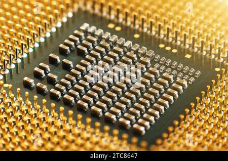 Macro Photo With The Computer Processor Pins. Micro Device Details. Stock Photo