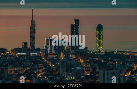A picture of Batumi, at sunset, taken from the panoramic hill nearby Stock Photo