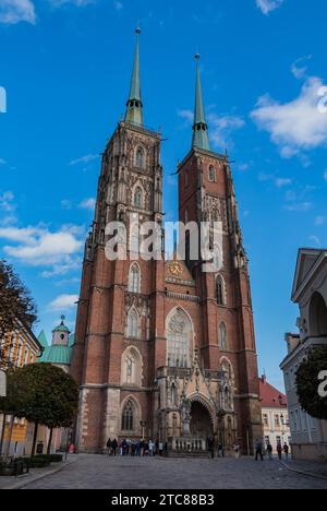A portrait shot of the Cathedral of St. John the Baptist, Wroclaw Stock Photo
