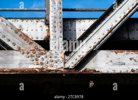 Molenbeek, Brussels Capital Region, Belgium - November 19, 2023 - Detail of the steel construction of an old bridge Credit: Imago/Alamy Live News Stock Photo