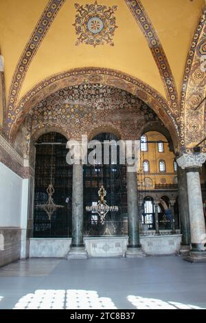 Hagia Sophia interior beautifully crafted pillars and arches Stock Photo