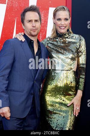 Leslie Bibb and Sam Rockwell at the Los Angeles premiere of 'Tag' held at the Regency Village Theatre in Westwood, USA on June 7, 2018 Stock Photo