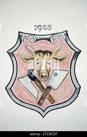 Butcher's sign on a wall in Nordlingen Stock Photo