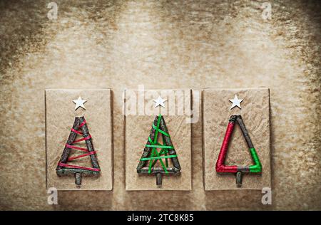 Christmas gift boxes on crumpled vintage paper Stock Photo