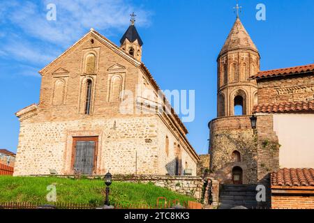 travel to Georgia - Church of St Gevorg in old Signagi town in Kakheti region in Georgia in autumn evening Stock Photo