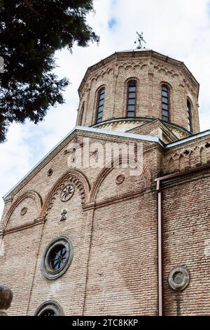 travel to Georgia - edifice of St David's Church on Mount Mtatsminda in Tbilisi city on autumn day Stock Photo