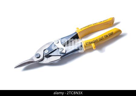 Steel cutter with yellow handles isolated on white Stock Photo