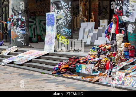 Tbilisi, Georgia - September 23, 2023: flea market near Shota Rustaveli metro station in Tbilisi city on autumn day Stock Photo