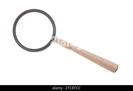 Large magnifying glass against a white background Stock Photo