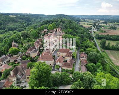 Limeuil village Dordogne France drone,aerial Stock Photo