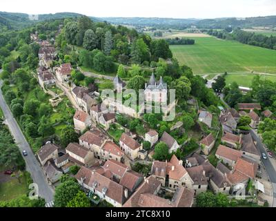 Limeuil village Dordogne France drone,aerial Stock Photo