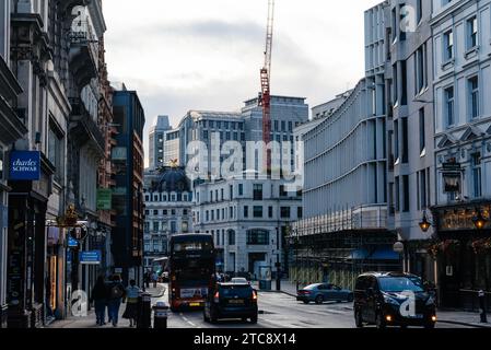 London, UK - August 25, 2023: Ludgate Hill Street with traffic at dusk. Stock Photo