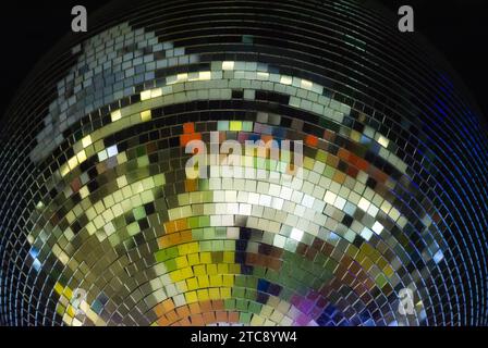 Colorful disco ball on black background close up Stock Photo