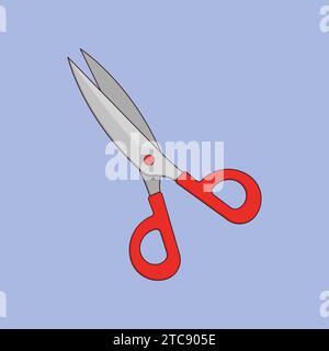 Flat Sharp Scissors Icon Vector Illustration Barber hair cut school project Stock Vector
