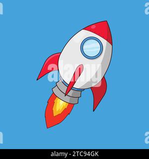Flat Rocket In Space Vector Icon Illustration Stock Vector