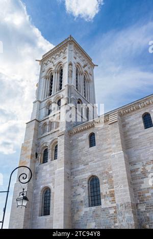 bell tower at corner of saint mary magdalene basilica in vezelay france Stock Photo