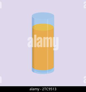 Fresh Glass of Orange juice Illustration Vector Orange Juice Glass icon Stock Vector