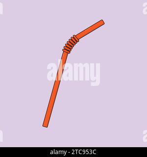 Plastic Drinking Straw Vector Illustration Icon Juice Straw Stock Vector
