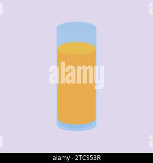 Fresh Glass of Orange juice Illustration Vector Orange Juice Glass icon Stock Vector