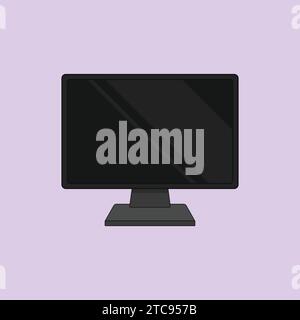 Flat Monitor Icon Vector Illustration PC gaming HDMI TV Stock Vector