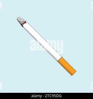 Cigarette Vector Illustration Icon Smocking Burning Cigarette Stock Vector