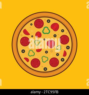 Delicious Pepperoni Pizza Illustration Vector Stock Vector