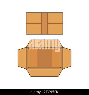 Cardboard Box Closed and Open Vector Illustration Icon Order Parcel Stock Vector