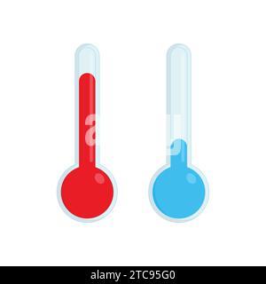 Flat Temperature Thermometer Vector Icon illustration Cold Vector hot temperature Stock Vector