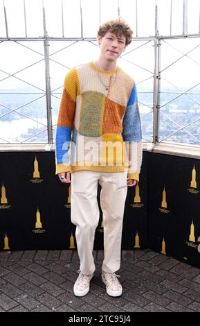 NEW YORK, NY - DECEMBER 11: Van Crosby pictured as the cast of Apple TV The Family Plan promote the filmÕs premiere at the Empire State Building in New York City on December 11, 2023. Copyright: xMediaPunchx Credit: Imago/Alamy Live News Stock Photo