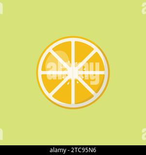Fresh Flat Lemon Slice Illustration Vector Icon Stock Vector