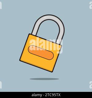 Flat house Security Lock Illustration Icon Vector privacy Stock Vector