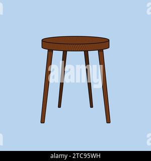 Wooden Stool Chair Vector Illustration Vector Furniture Sitting vector Stock Vector
