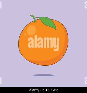 Flat Orange Fruit Vector Icon Illustration Fresh Orange Fruit Stock Vector