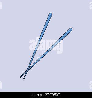 Flat Japanese Chopstick Vector Illustration Icon Food Chopsticks Stock Vector
