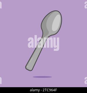 Flat Steel Spoon Icon Vector Illustration Food meal Stock Vector