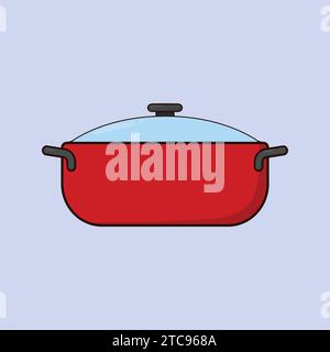 Cooking Chef Steel Pot Illustration Vector Icon Kitchen appliance Cooking meal pot Vector Stock Vector