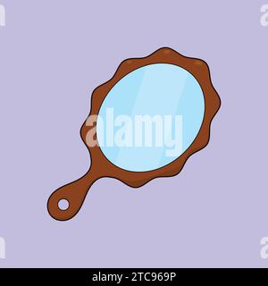 Flat Makeup Mirror Vector Illustration Icon Glass Mirror Stock Vector