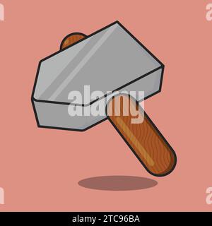 Sledge Heavy Hammer tool Illustration Vector Icon Stock Vector