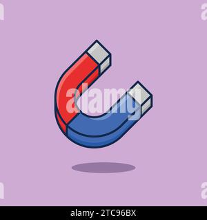 Magnet Illustration Vector Icon with Red and Blue Poles Stock Vector