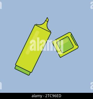Flat Yellow Green Highlighter Icon Vector Illustration Stock Vector