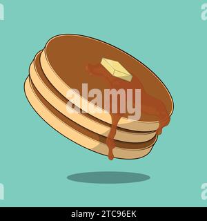 Stacks of Tasty Pancakes with Syrup Illustration Vector Stock Vector