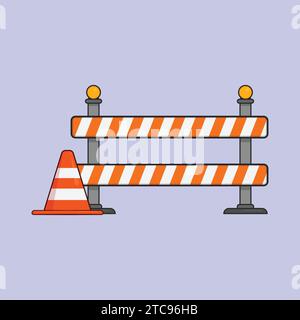 Construction Barrier Vector Illustration orange barrier blockage Stock Vector