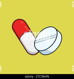 Medicine Tablets Illustration Vector Icon Health Care Tablets Icon Stock Vector