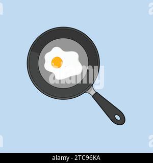 Fried Egg with Frying Pan Illustration Vector Icon Egg on Frying Pan Breakfast Vector Icon Stock Vector