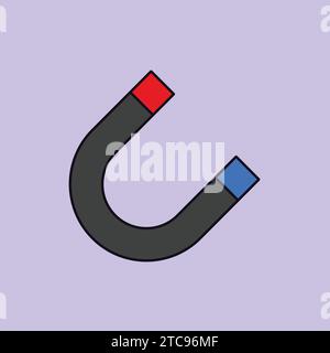 Flat Red Blue North South U Shape Magnet Icon Illustration Vector Stock Vector